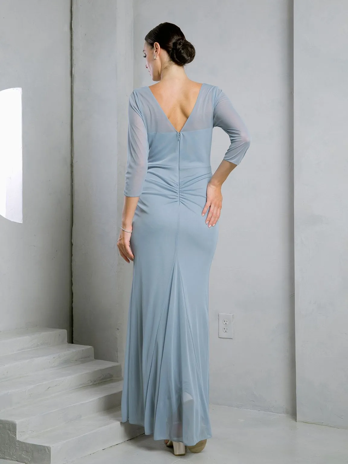 Eva USA EV3501 Structured Woven Slit Formal Dress for Mothers sold by Alberto Nardoni product image thumbnail 5
