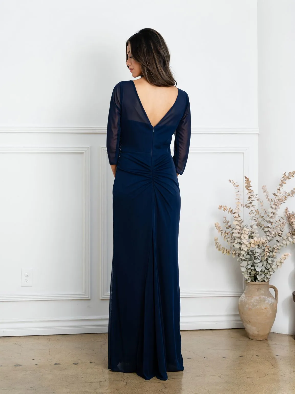 Eva USA EV3501 Structured Woven Slit Formal Dress for Mothers sold by Alberto Nardoni product image thumbnail 2