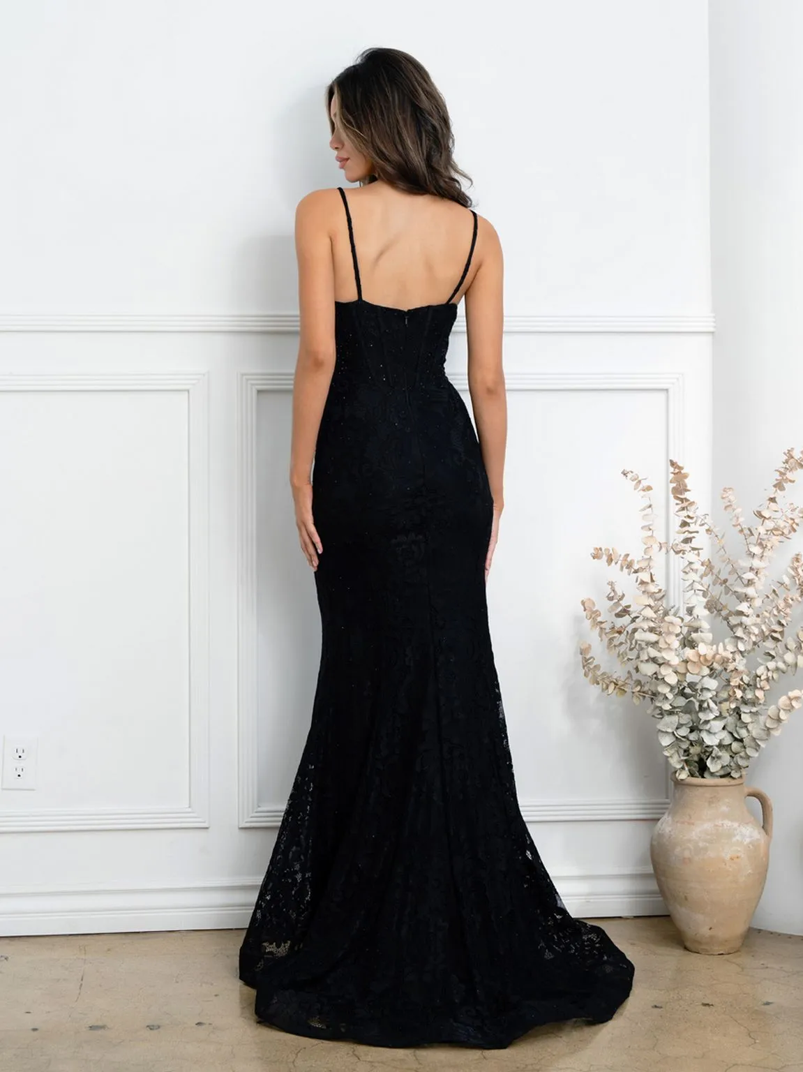 Eva USA EV5277 Structured Corset Lace Overlay Evening Dress sold by Alberto Nardoni product image thumbnail 3