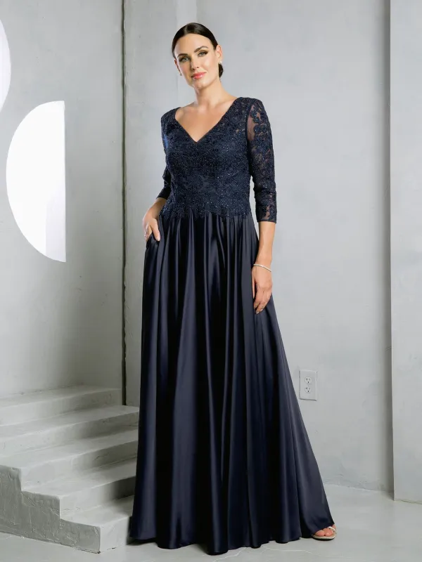Eva USA EV5286 Long Sleeve Detailed Lace Dress with Soft Lining made by Alberto Nardoni