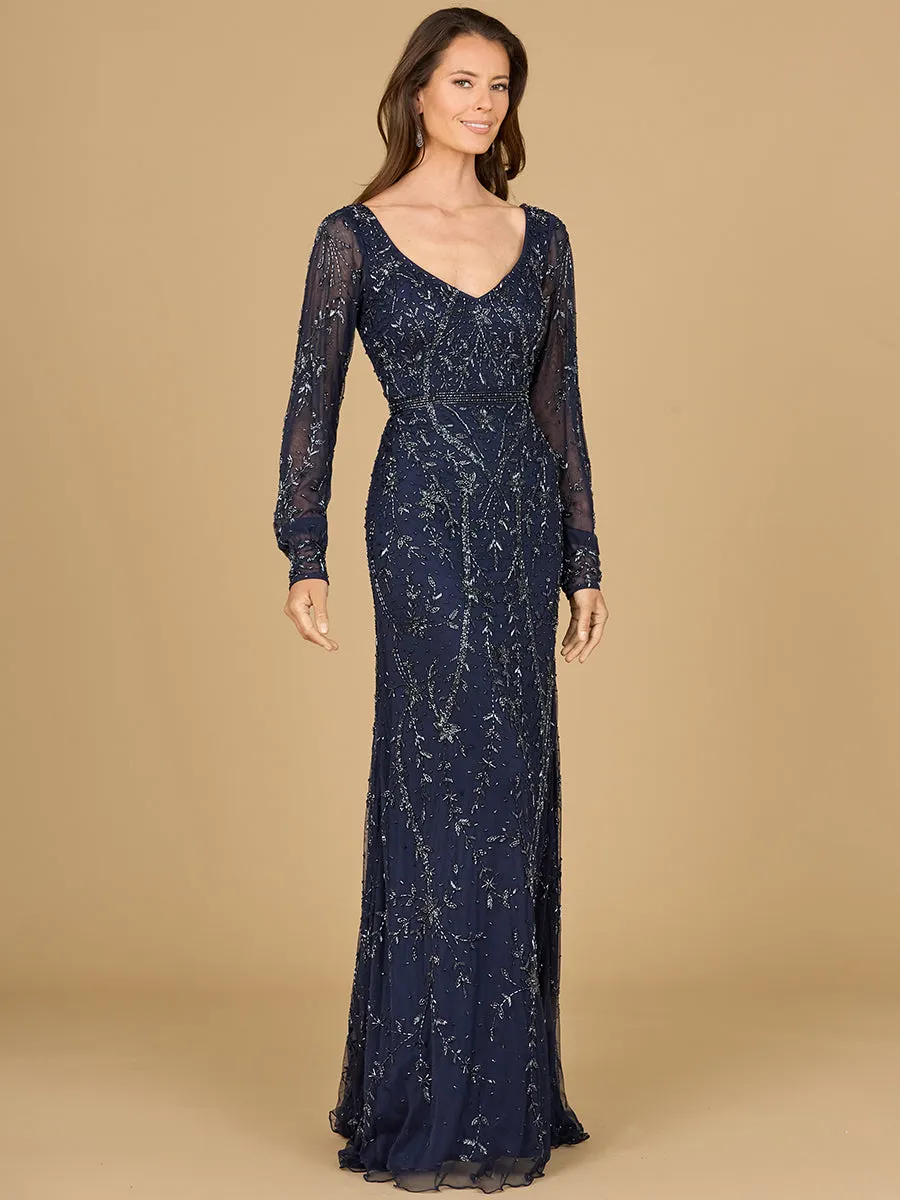 V-Neck Beaded Gown with Sleeves sold by Alberto Nardoni product image thumbnail 2