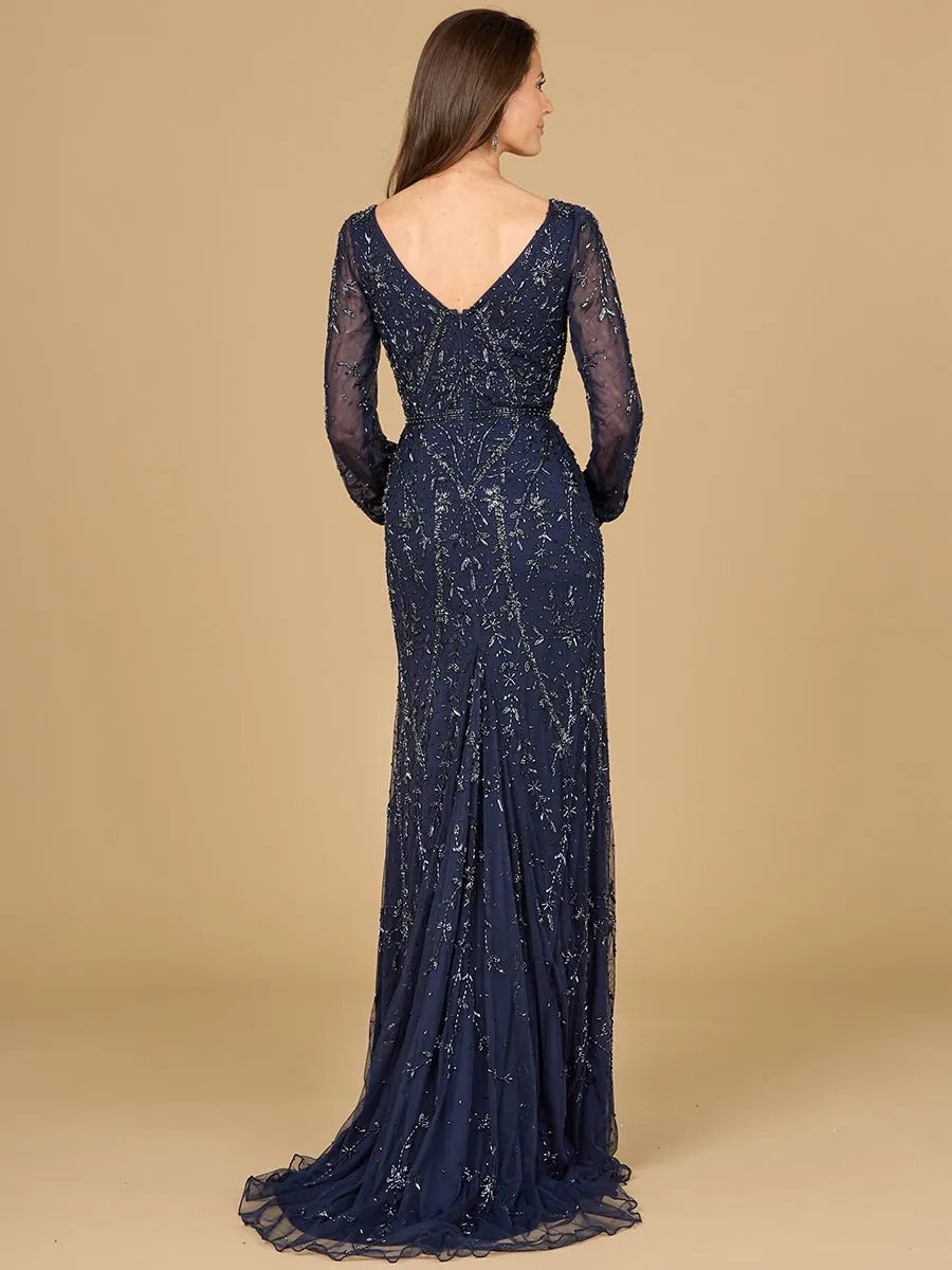V-Neck Beaded Gown with Sleeves sold by Alberto Nardoni product image thumbnail 3