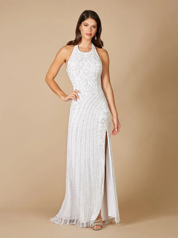 Lara Dawson Beaded Wedding Dress with Halter Neck made by Alberto Nardoni