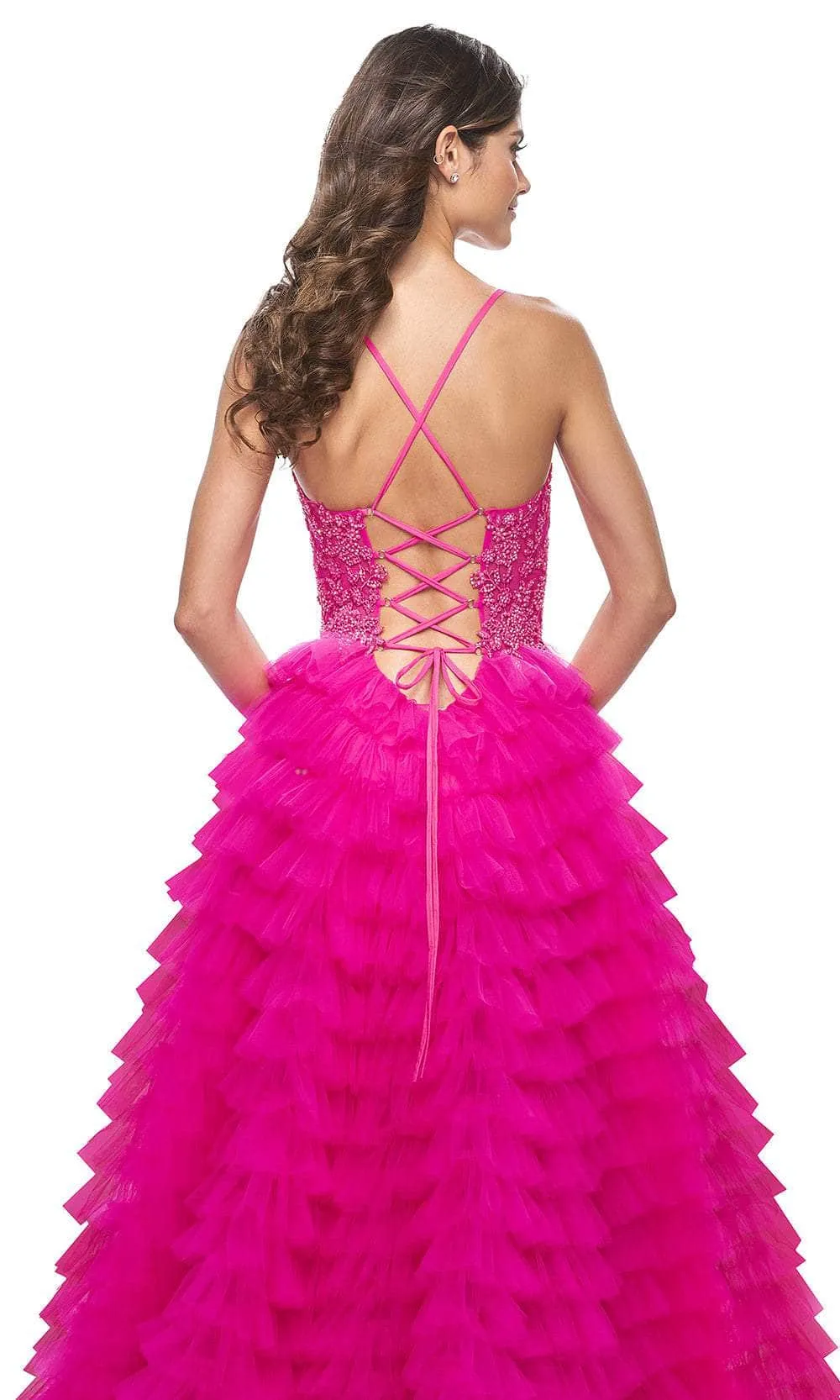La Femme 32334 Lace Applique Ruffled A-Line Prom Gown sold by Alberto Nardoni product image thumbnail 5