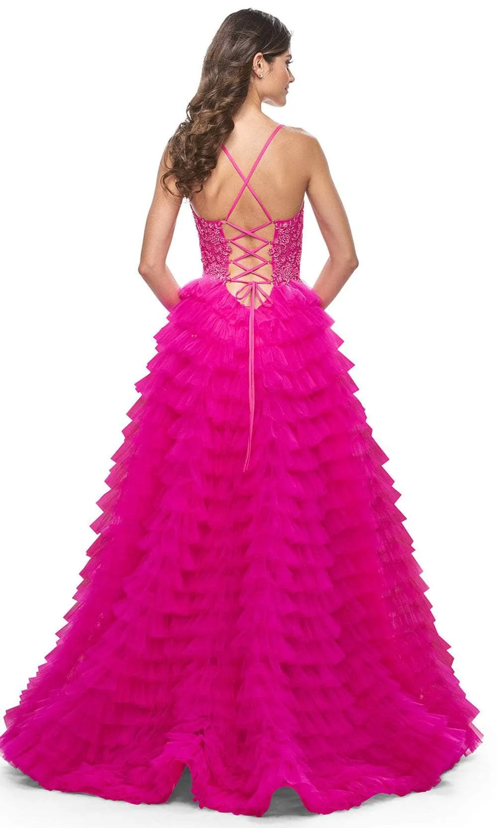 La Femme 32334 Lace Applique Ruffled A-Line Prom Gown sold by Alberto Nardoni product image thumbnail 2