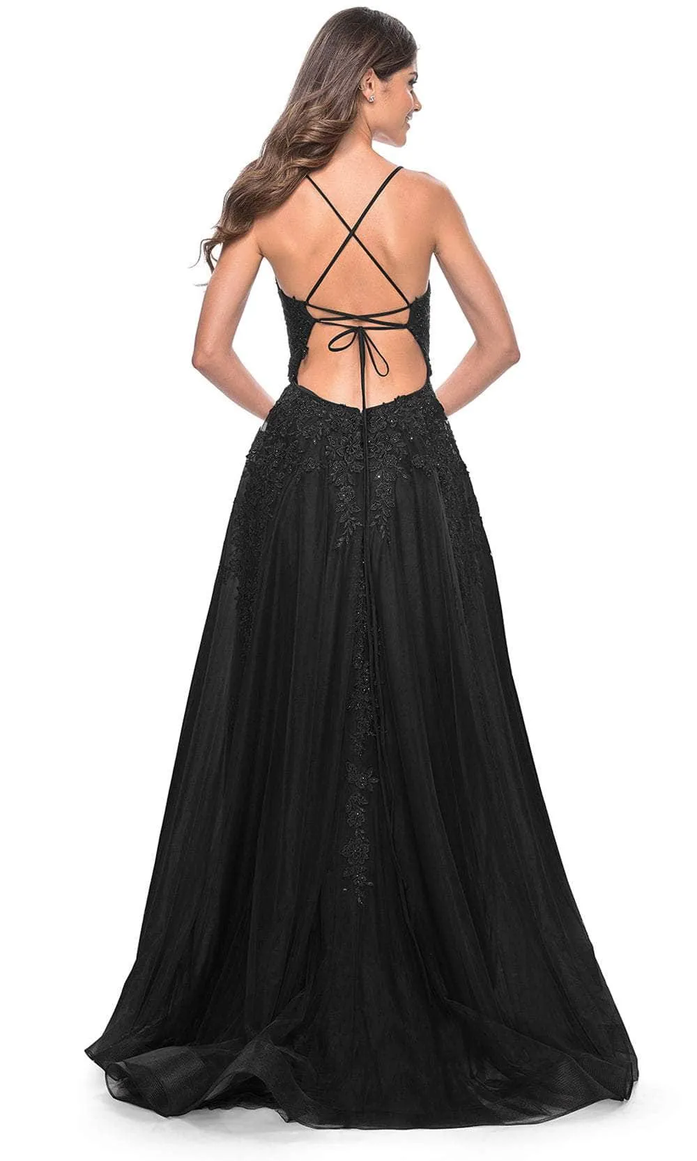 La Femme 32303 V Neck Embroidered Tulle Prom Gown sold by Alberto Nardoni product image thumbnail 2