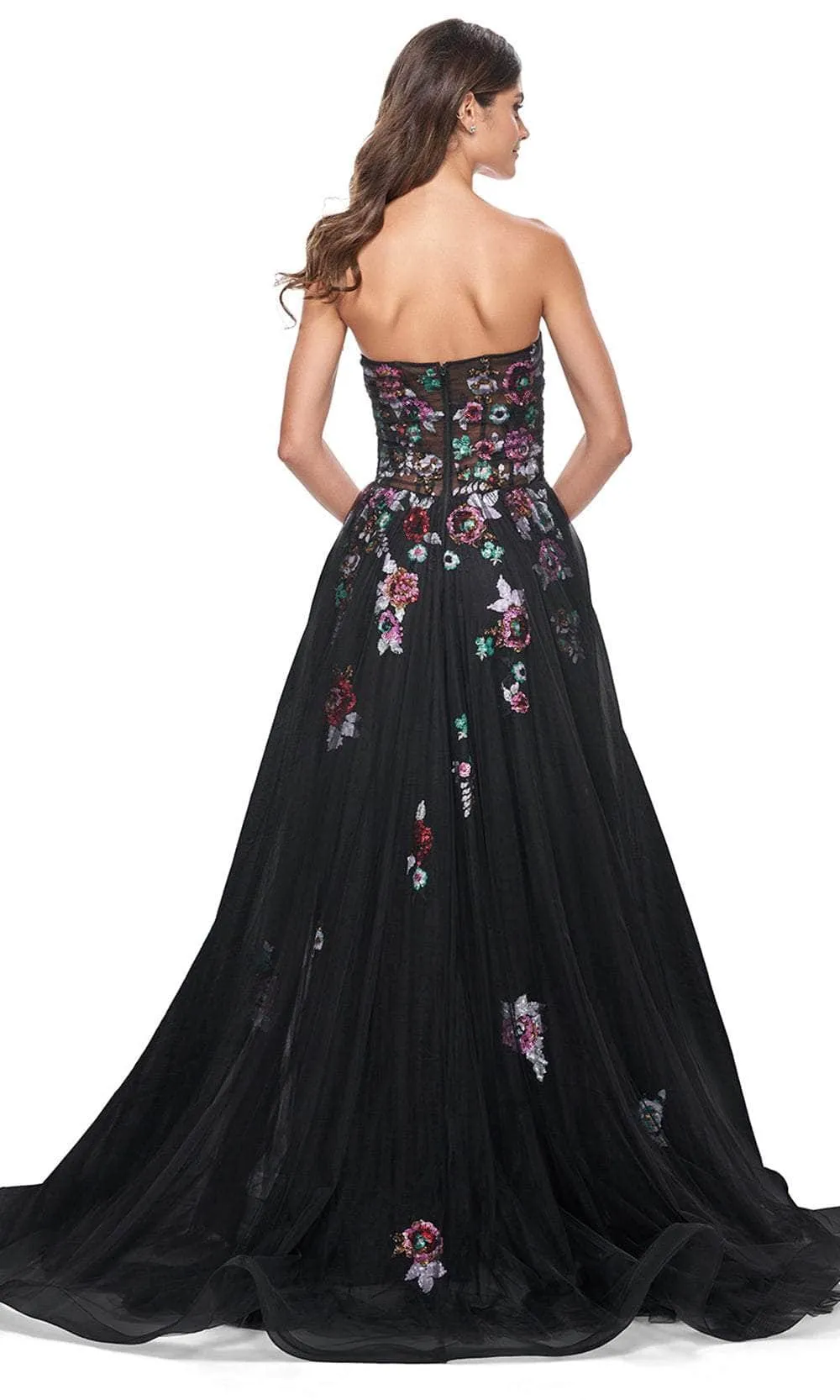 La Femme 32072 Strapless Floral Sequin Embellished Prom Gown sold by Alberto Nardoni product image thumbnail 4