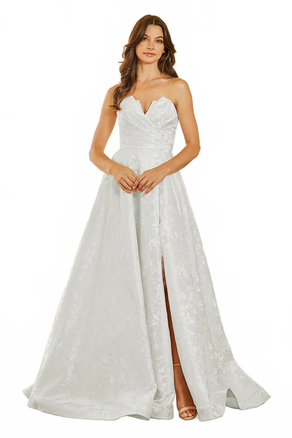 Strapless Lace A-Line Wedding Dress with Corset Back & Front Slit by Amelia Couture 8061 sold by Alberto Nardoni product image thumbnail 5