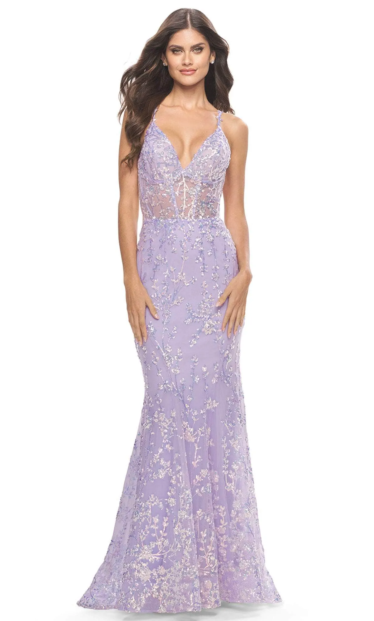 La Femme 31596 Sequin Appliqued Trumpet Dress sold by Alberto Nardoni product image thumbnail 3