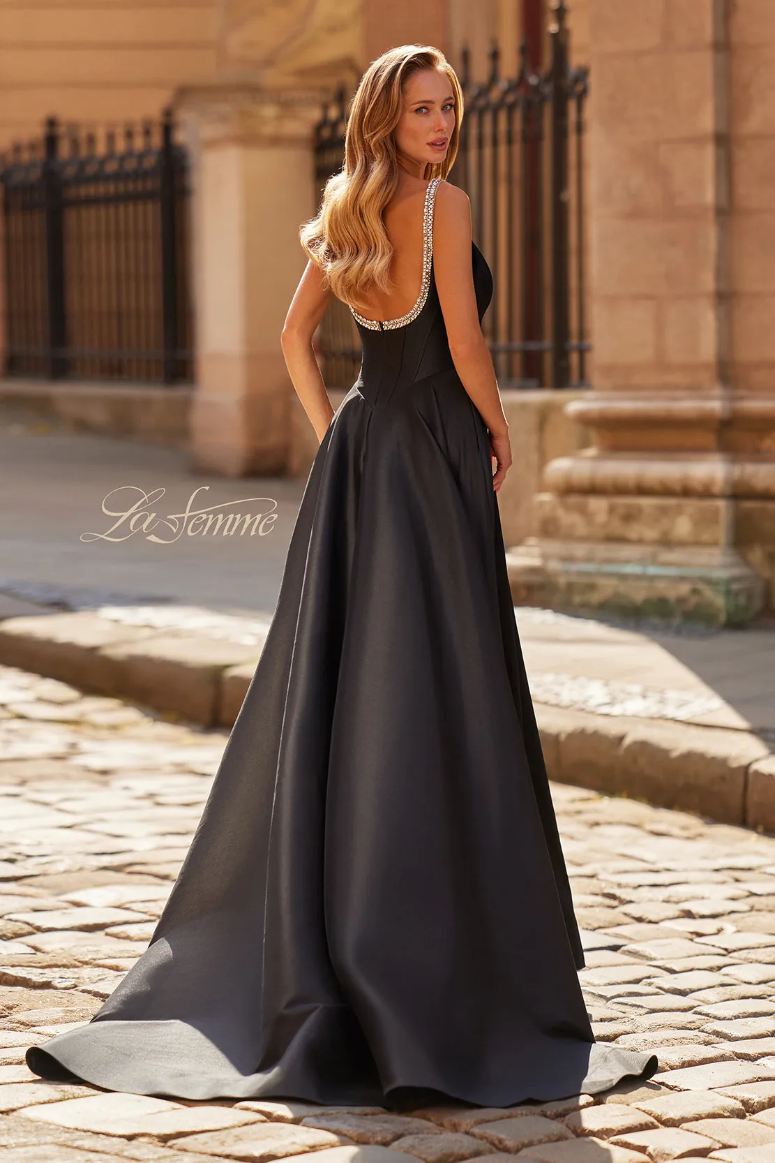 La Femme 33106 Embellished Scoop Neck A-Line Gown sold by Alberto Nardoni product image thumbnail 2
