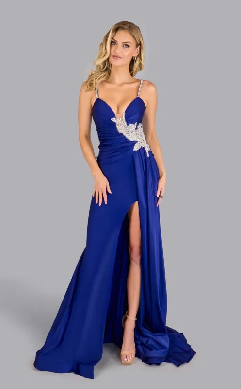 Jessica Angel JA2619 Spaghetti Strap Fitted High Slit Prom Formal Dress made by Alberto Nardoni