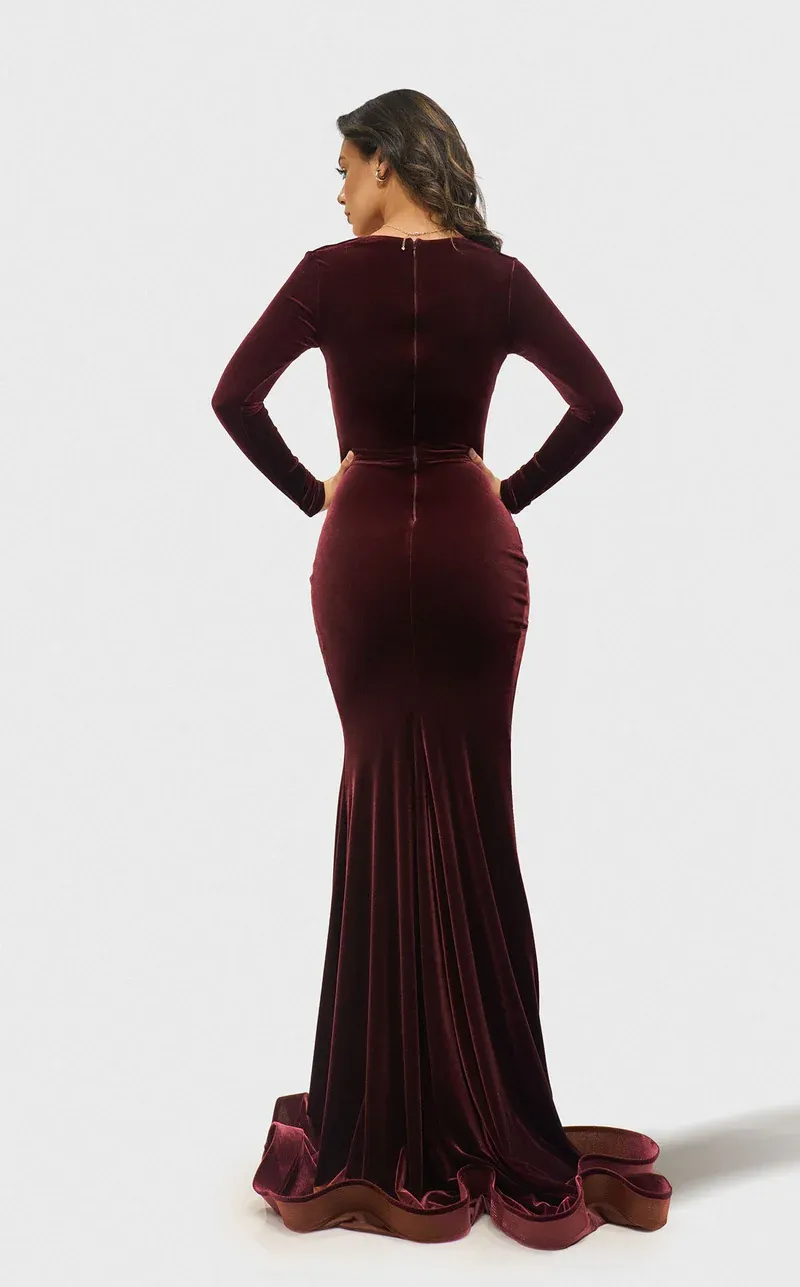 Jessica Angel JA2667 Long Sleeve Mermaid Formal Floor-Length Velvet Dress sold by Alberto Nardoni product image thumbnail 2