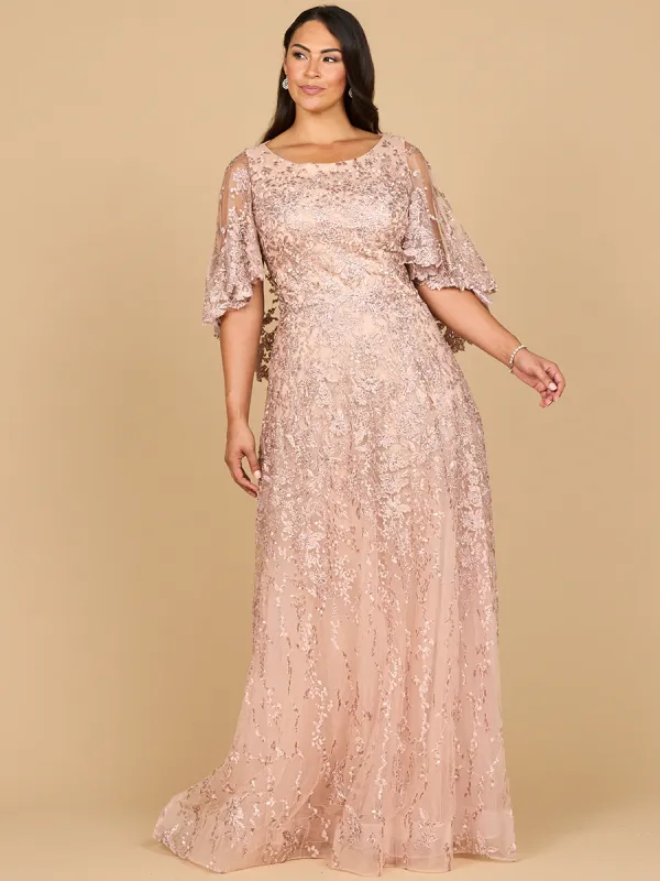 Lara 28881 - Cape Sleeve Mother's Gown made by Alberto Nardoni