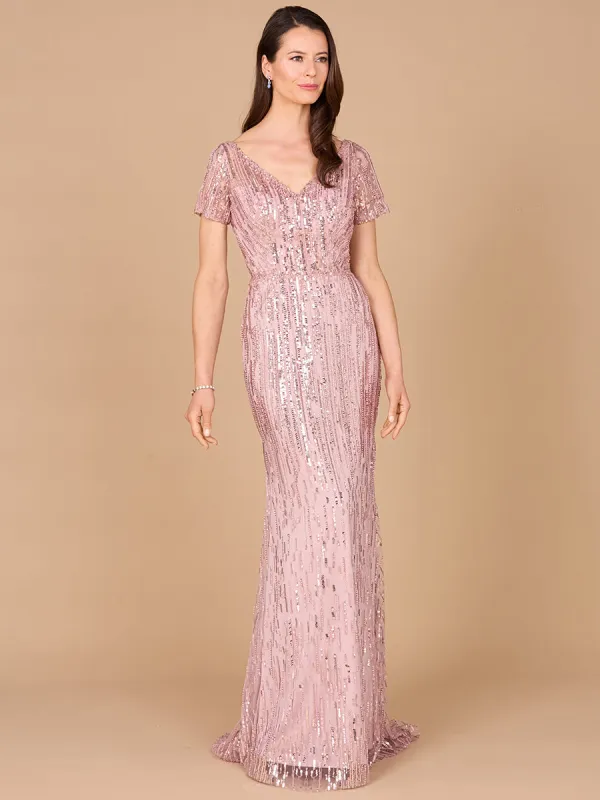Lara 29072 Short Sleeve Beaded Mermaid Mother of the Bride Dress made by Alberto Nardoni