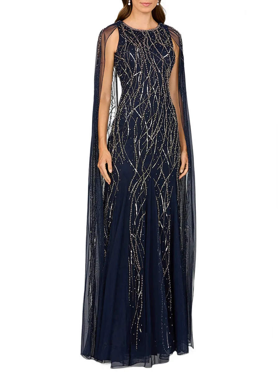 Elegant Beaded Dress with Long Cape sold by Alberto Nardoni product image thumbnail 3
