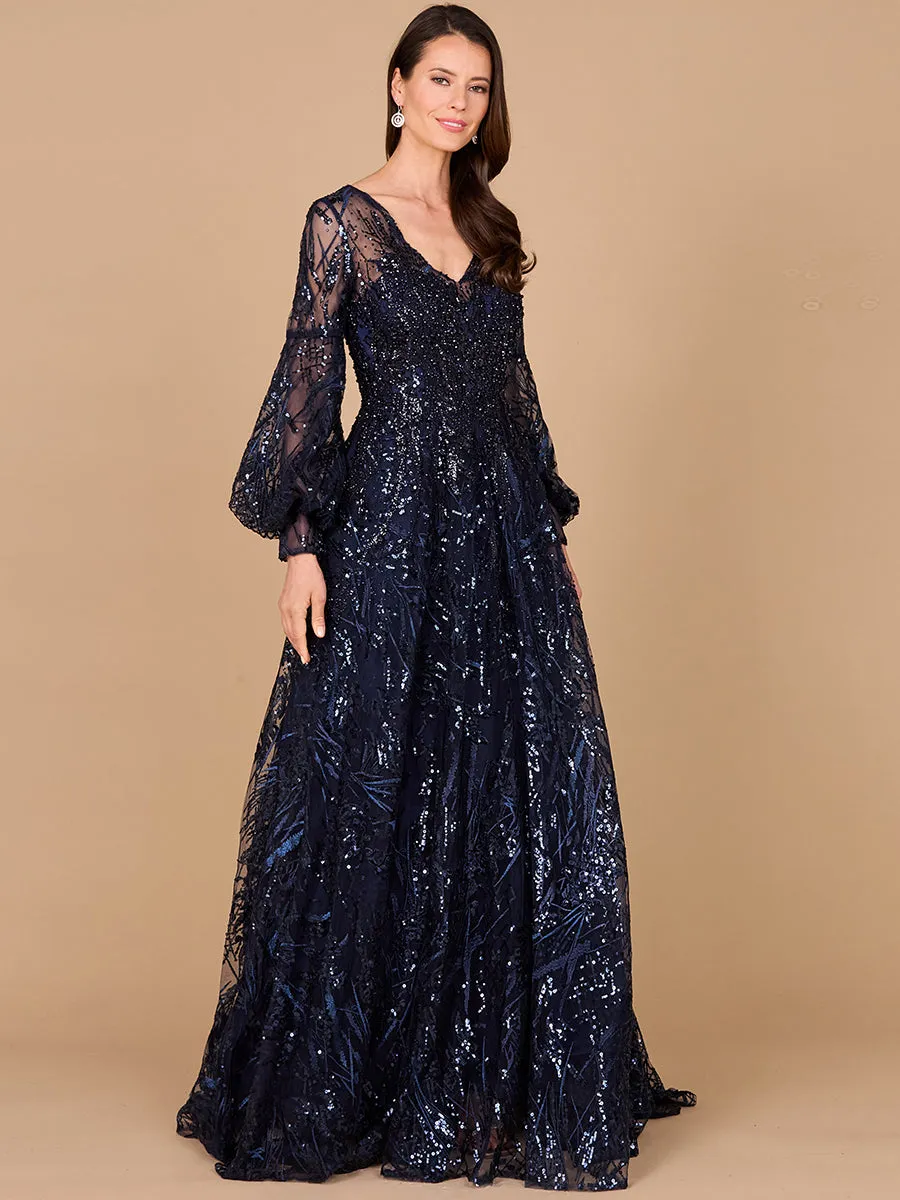 V Neckline Long Sleeve Gown sold by Alberto Nardoni product image thumbnail 3