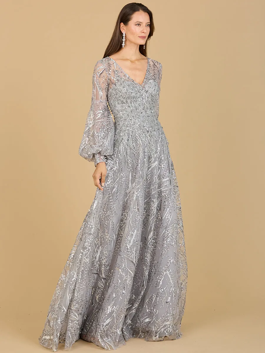 V Neckline Long Sleeve Gown sold by Alberto Nardoni product image thumbnail 4