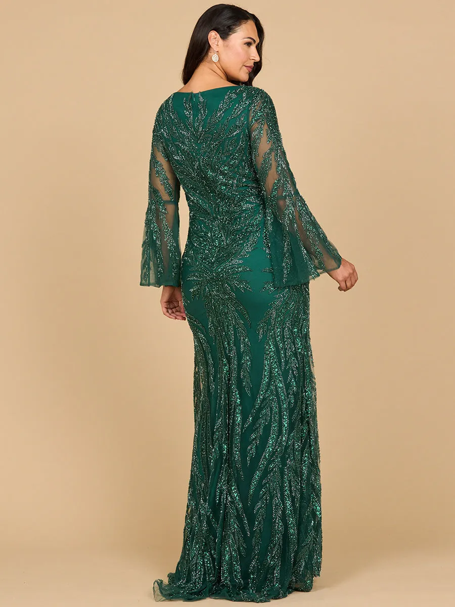 Lara 28887 - High Neck Beaded Dress with Bell Sleeves sold by Alberto Nardoni product image thumbnail 5