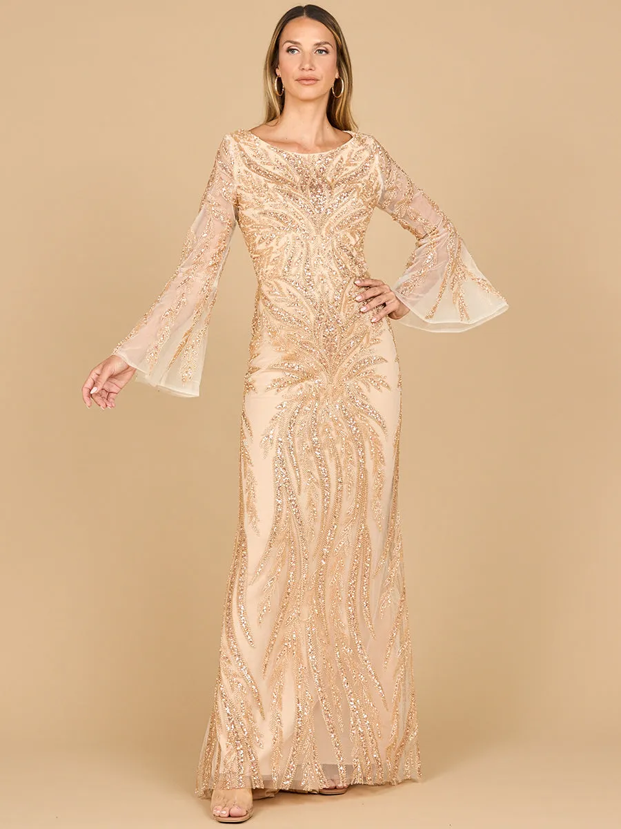 Lara 28887 - High Neck Beaded Dress with Bell Sleeves sold by Alberto Nardoni product image thumbnail 2