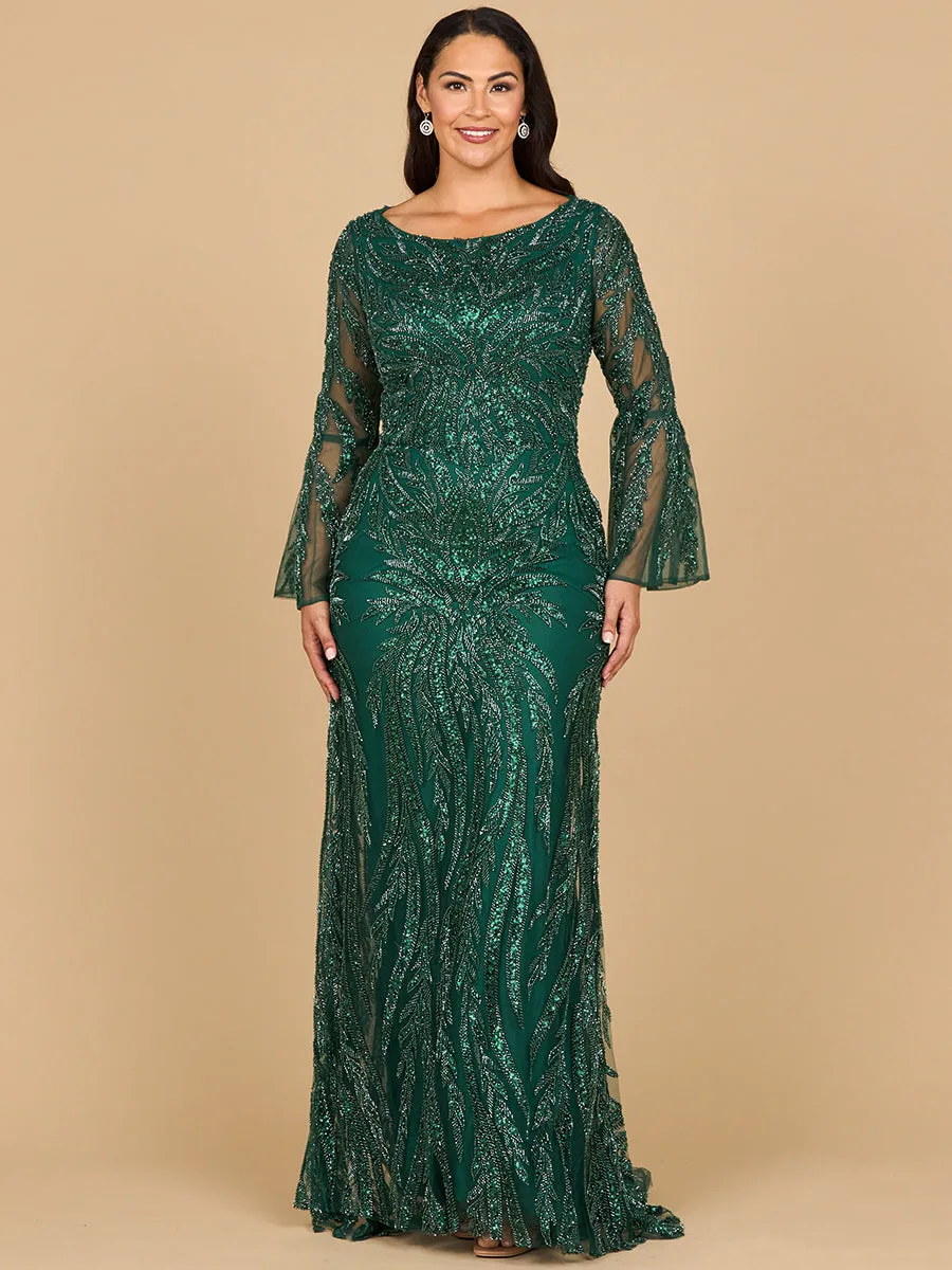 Lara 28887 - High Neck Beaded Dress with Bell Sleeves sold by Alberto Nardoni product image thumbnail 3