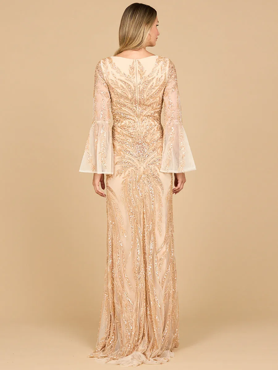 Lara 28887 - High Neck Beaded Dress with Bell Sleeves sold by Alberto Nardoni product image thumbnail 4
