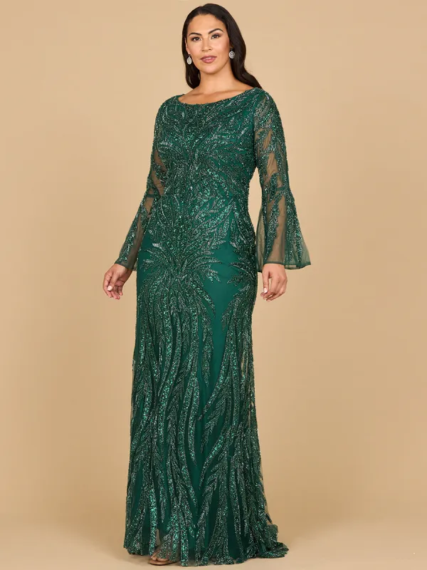 Lara 28887 - High Neck Beaded Dress with Bell Sleeves made by Alberto Nardoni