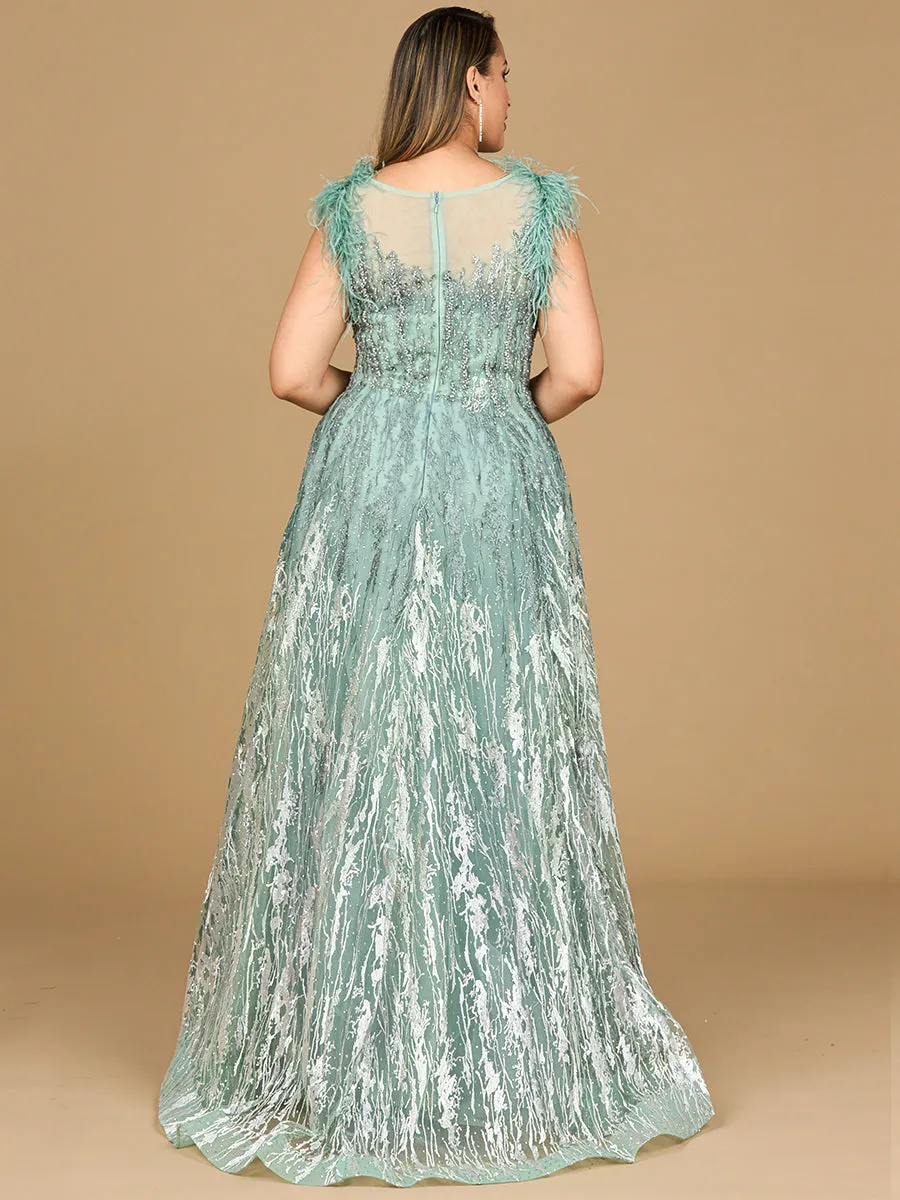 Lara 29475 Lace Beaded ballgown with Feather Cap Sleeves sold by Alberto Nardoni product image thumbnail 2