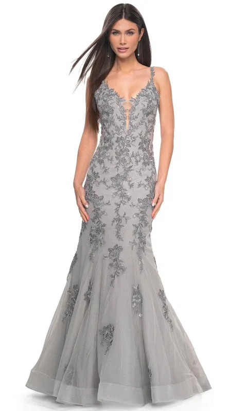 La Femme 32295 Embroidered Sleeveless Mermaid Prom Gown made by La Femme
