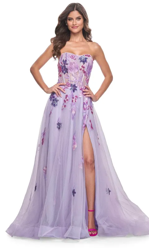 La Femme 32156 Strapless Sequin Embellished Prom Gown made by La Femme