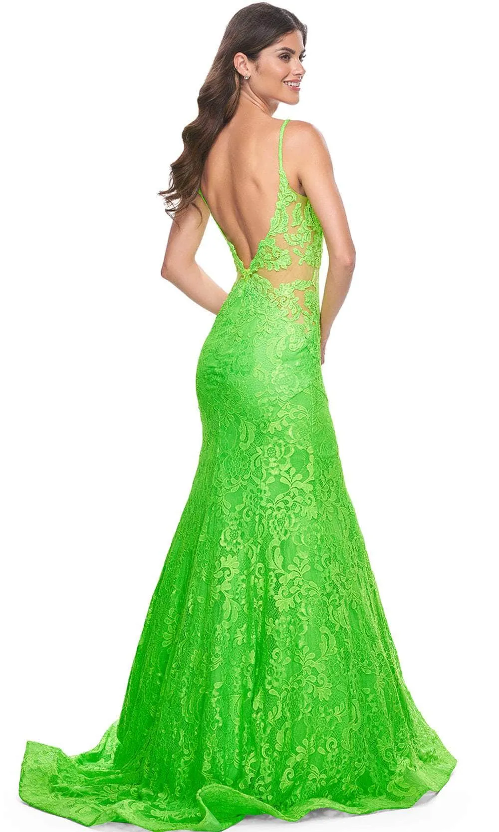 La Femme 32314 Plunging Neckline Floral Lace Prom Gown sold by Alberto Nardoni product image thumbnail 4