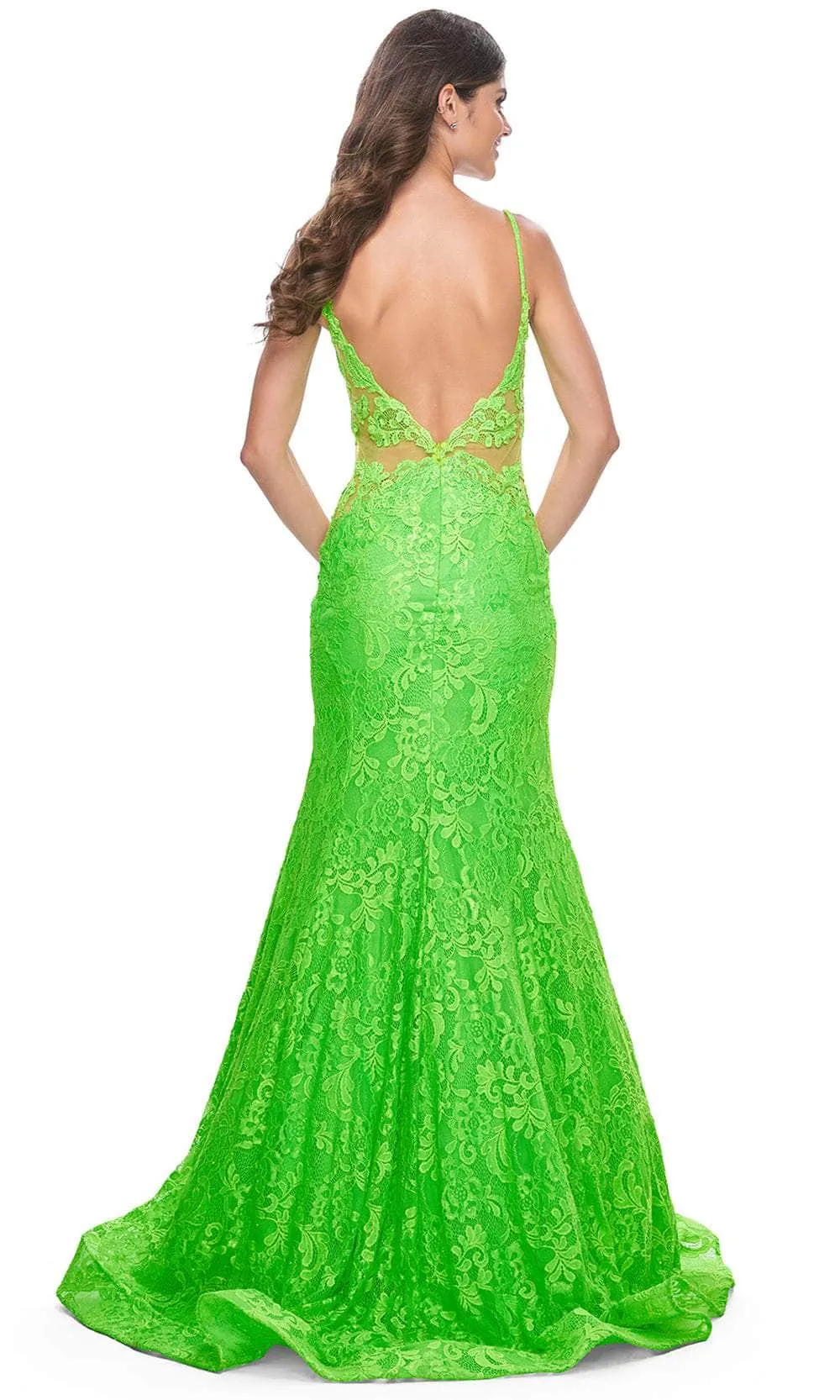 La Femme 32314 Plunging Neckline Floral Lace Prom Gown sold by Alberto Nardoni product image thumbnail 2