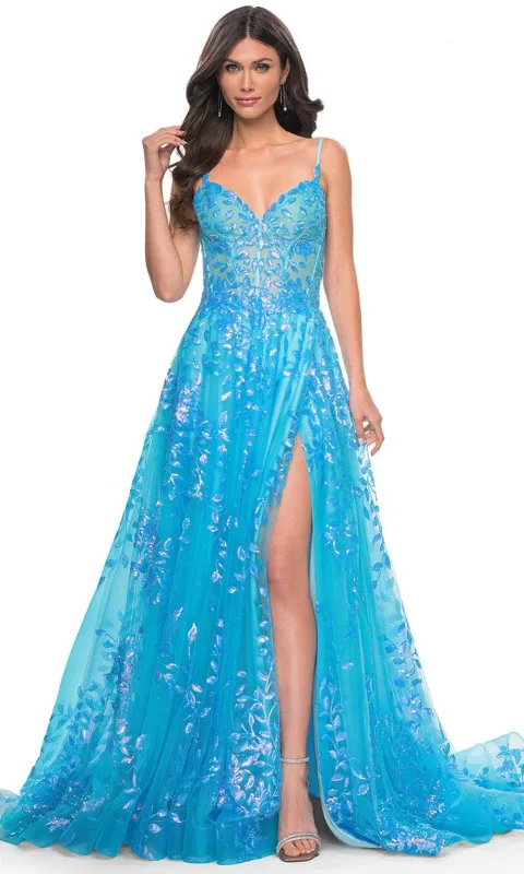 La Femme 32223 Sequin Lace Prom Dress made by La Femme