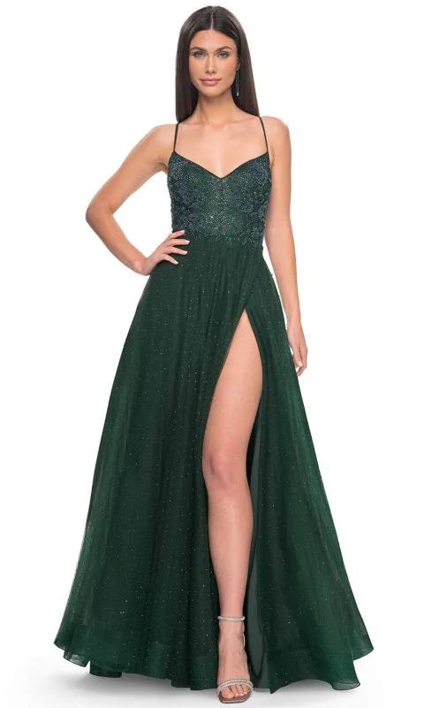 La Femme 32020 Beaded Illusion Prom Dress made by La Femme