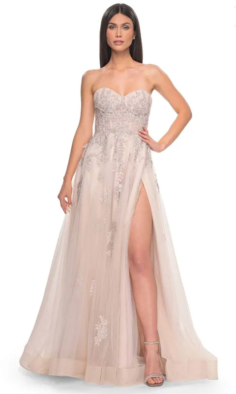 La Femme 32084 Lace Ornate Sweetheart Prom Dress made by La Femme