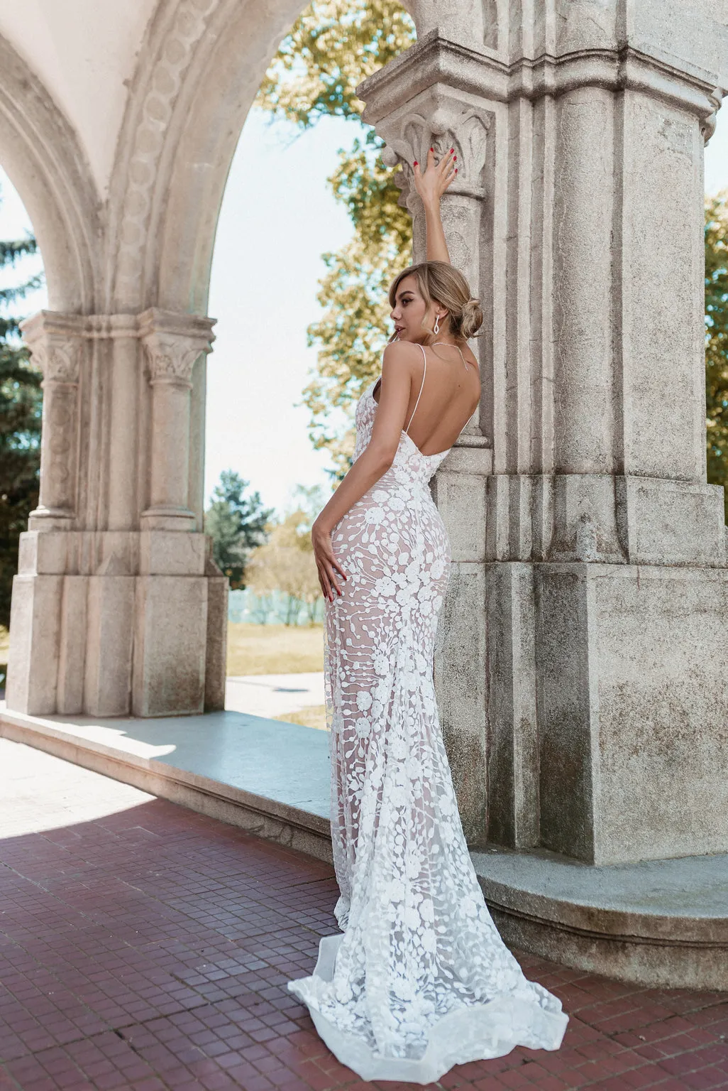 Tina Holly BB008 Wedding Plunging Spaghetti Strap Evening Sequin Dress sold by Alberto Nardoni product image thumbnail 4