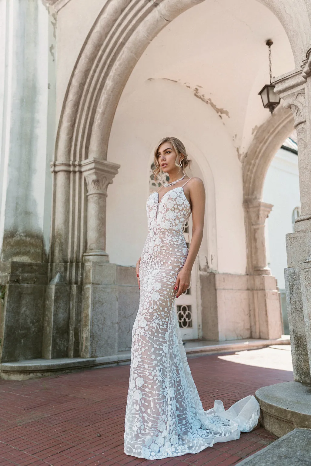 Tina Holly BB008 Wedding Plunging Spaghetti Strap Evening Sequin Dress sold by Alberto Nardoni product image thumbnail 2