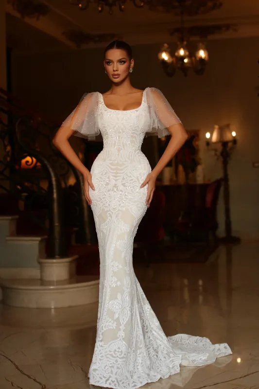 Tina Holly TW111 Wedding Mermaid Evening Sequin Mesh Dress made by Alberto Nardoni