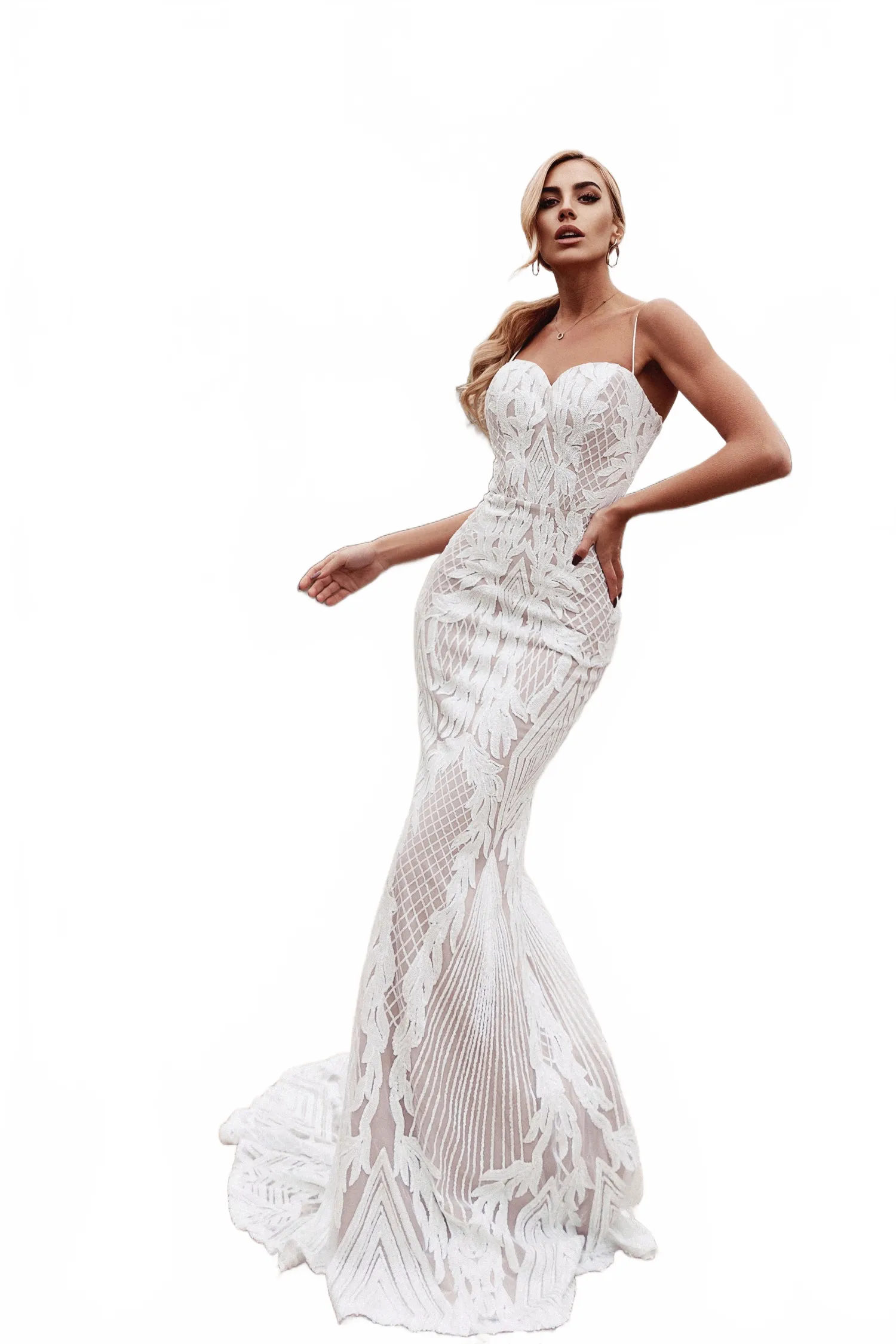 Tina Holly BB050 Wedding Mermaid Sweetheart Spaghetti Strap Sequin Dress sold by Alberto Nardoni product image thumbnail 5