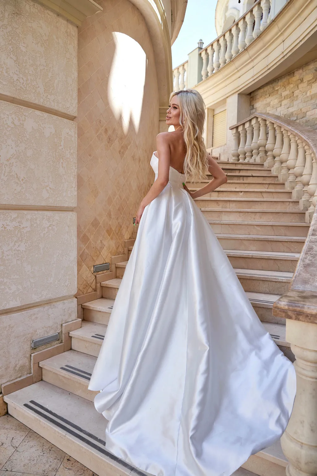 Tina Holly TA611W Wedding Ball Strapless Flowy Minimal Mikado Dress sold by Alberto Nardoni product image thumbnail 2