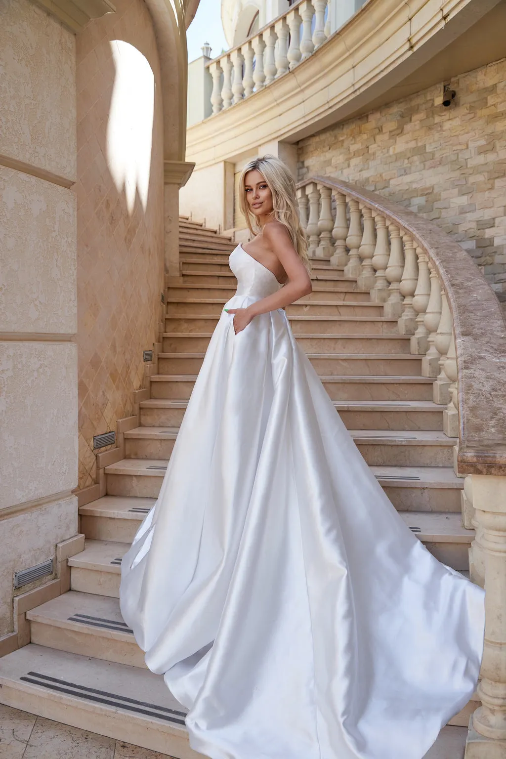 Tina Holly TA611W Wedding Ball Strapless Flowy Minimal Mikado Dress sold by Alberto Nardoni product image thumbnail 3