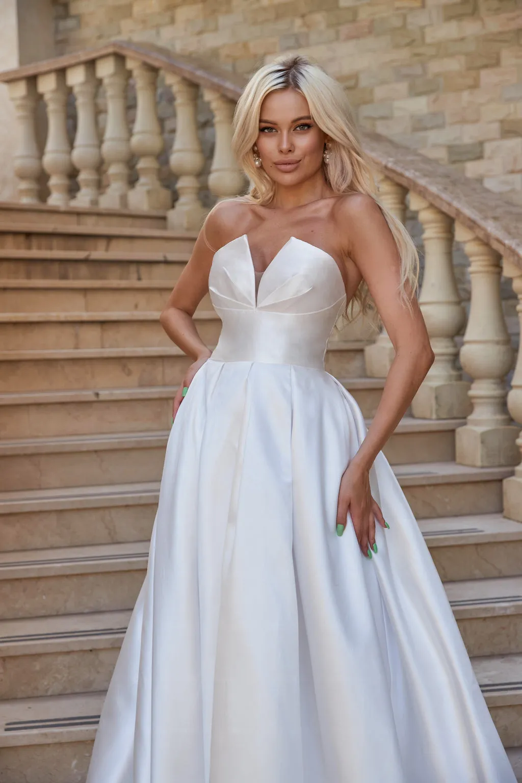 Tina Holly TA611W Wedding Ball Strapless Flowy Minimal Mikado Dress sold by Alberto Nardoni product image thumbnail 4