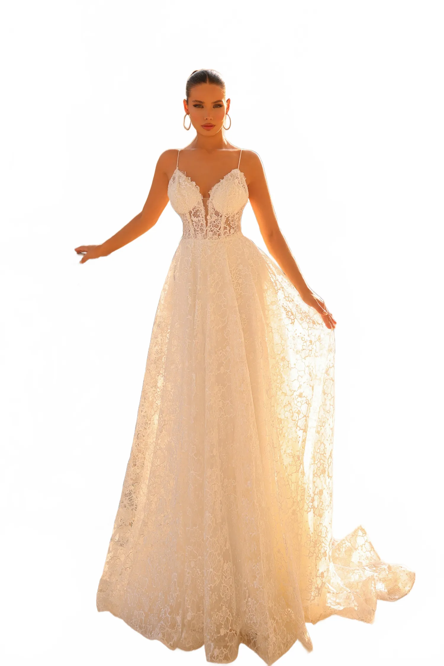 Tina Holly TW133 Wedding A-Line Spaghetti Strap Flowy Evening Lace Dress sold by Alberto Nardoni product image thumbnail 5