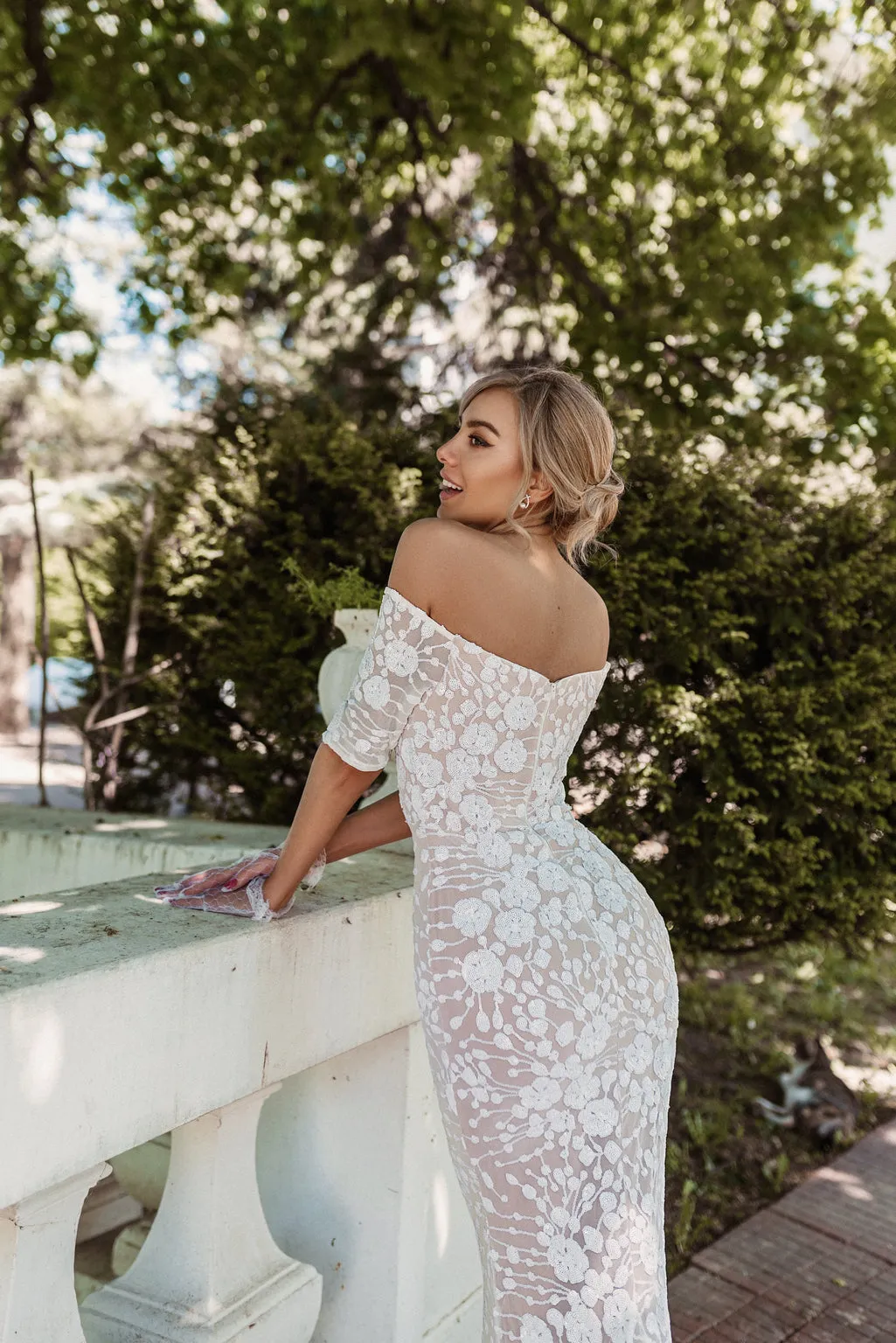 Tina Holly BB009 Wedding Mermaid Off-Shoulder Beaded Flowy Sequin Dress sold by Alberto Nardoni product image thumbnail 5