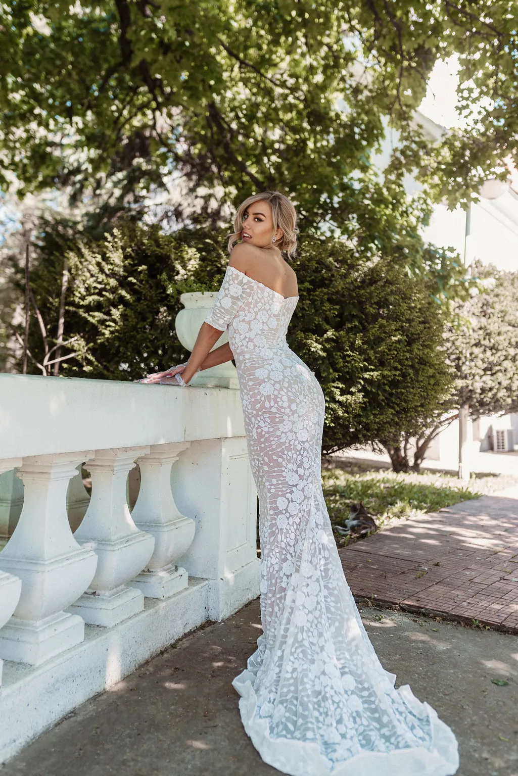 Tina Holly BB009 Wedding Mermaid Off-Shoulder Beaded Flowy Sequin Dress sold by Alberto Nardoni product image thumbnail 3