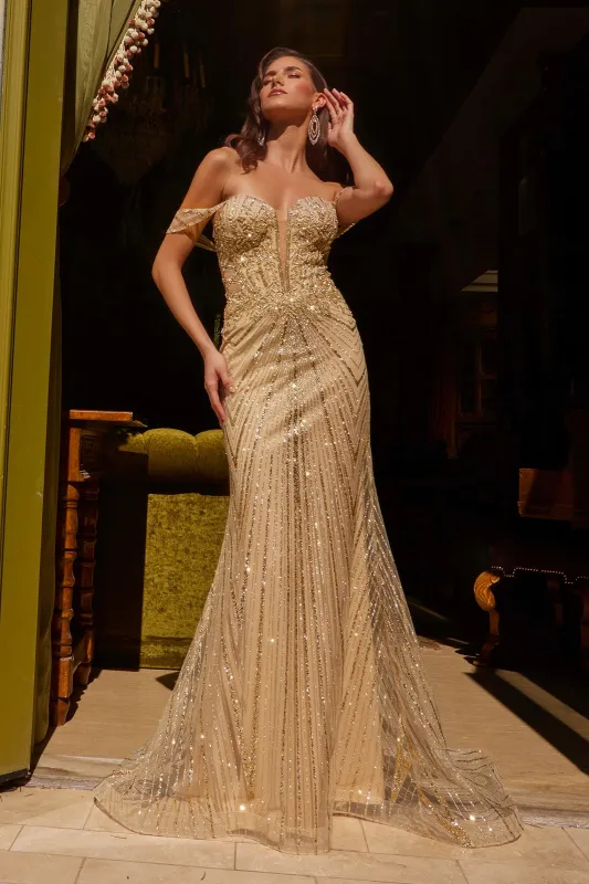 Strapless Beaded Mermaid Evening Gown Sweetheart Off-Shoulder Formal Dress by Elizabeth K GL3558 made by Alberto Nardoni