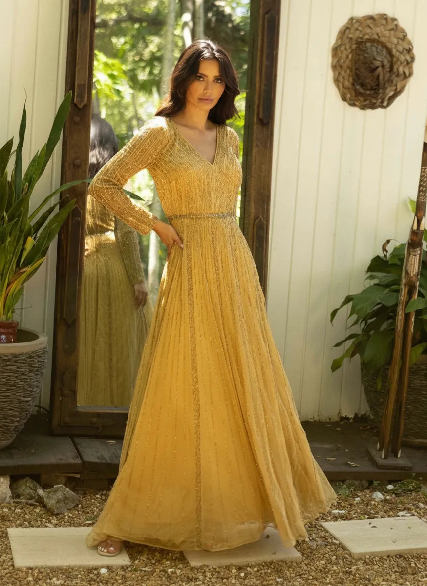 Primavera Couture 12010 - Beaded Sequin Long-Sleeve Evening Gown sold by Alberto Nardoni product image thumbnail 3