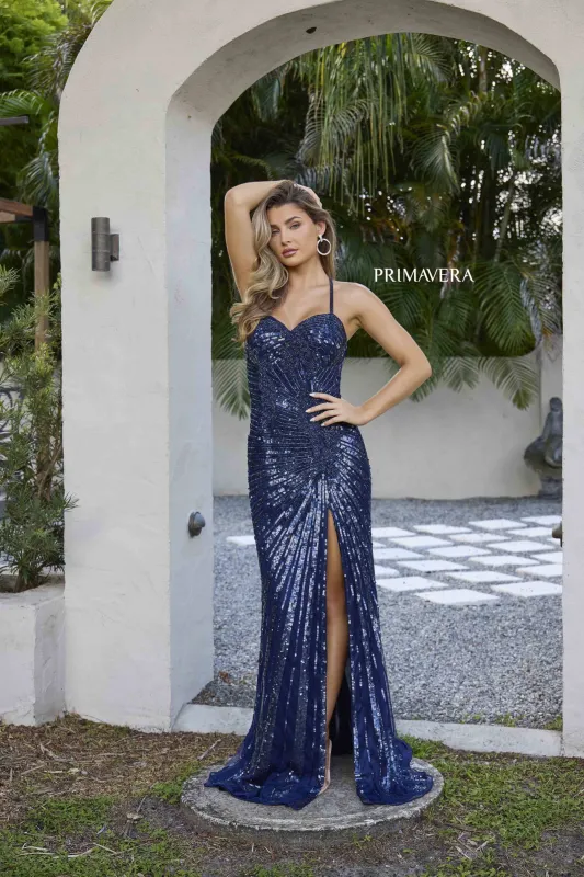 Primavera Couture 4337 - Appliqué Beaded Prom Dress made by Primavera Couture