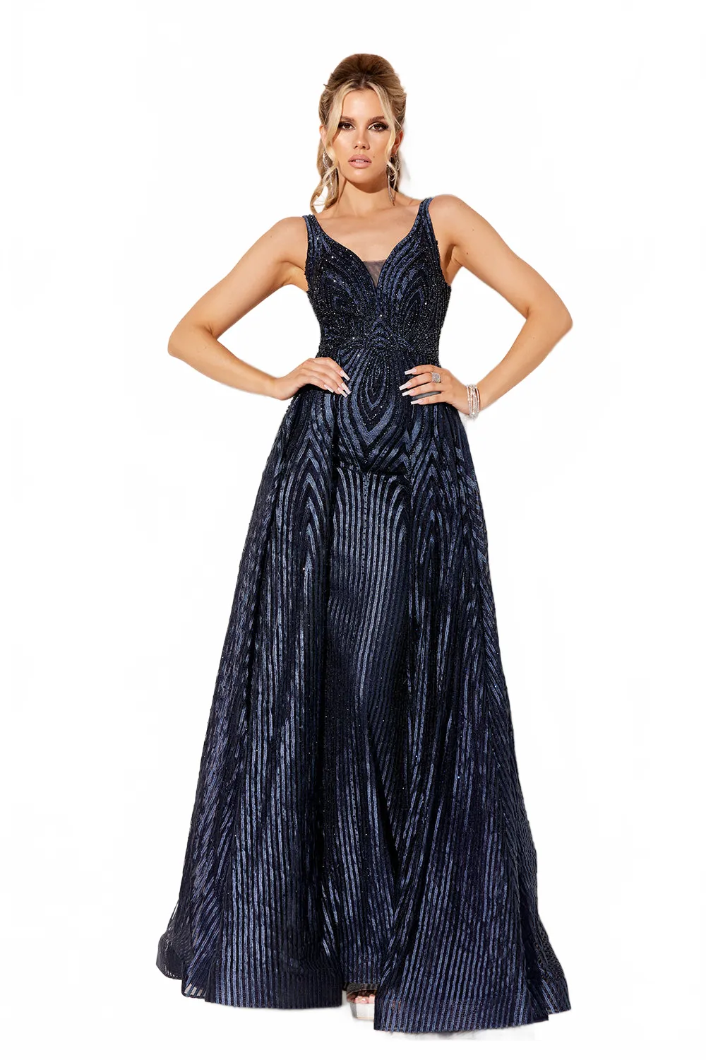 Beaded Sleeveless A-line Gown by Lucci Lu C8074 sold by Alberto Nardoni product image thumbnail 4