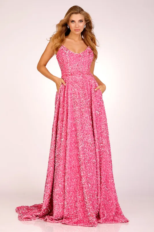 Sequin Velvet Sleeveless A-line Gown by Lucci Lu 1273 made by Alberto Nardoni