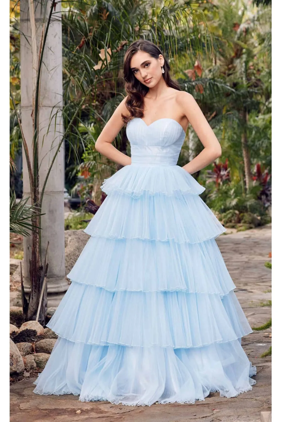 Strapless Tiered Ruffled A-Line Gown by Juliet JT2452K sold by Alberto Nardoni product image thumbnail 3